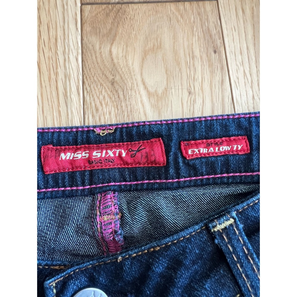 Vintage Y2K Miss Sixty Extra Low Rise Bootcut Denim Jeans Dark Wash Womens 28x32 - Picture 2 of 10